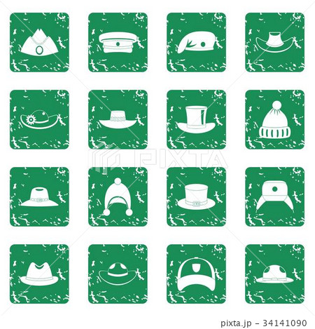 Headdress hat icons set grunge 34141090