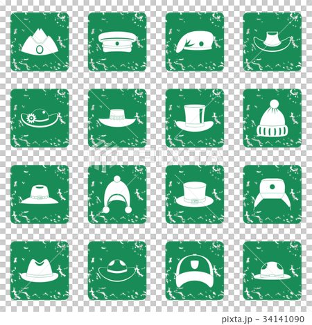 Headdress hat icons set grunge 34141090
