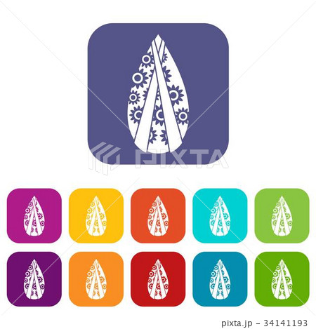 Memorial wreath icons set 34141193