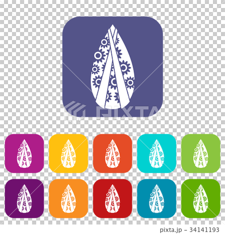 Memorial wreath icons set 34141193