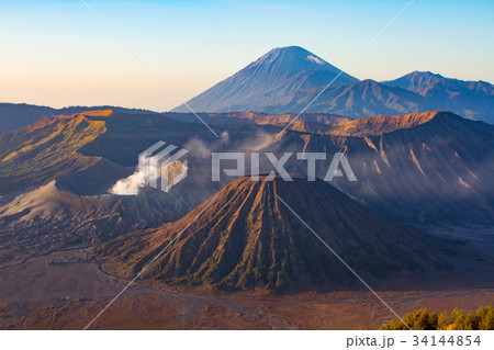Mount Bromo with smoke Bromo Tengger Semeru 34144854