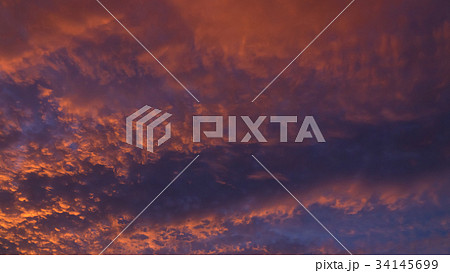 9月の空と雲 夕焼け（16:9） 34145699
