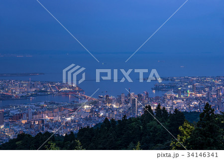 神戸 摩耶山からの夜景 展望台 掬星台 神戸 摩耶山からの夜景 展望台 掬星台 34146341