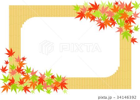 竹垣と彩り紅葉　フレーム 34146392