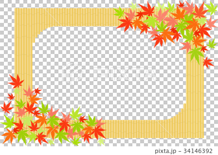 竹垣と彩り紅葉　フレーム 34146392