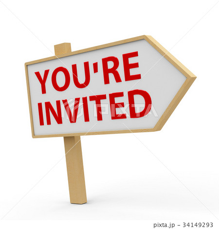 You are invited white banner 34149293