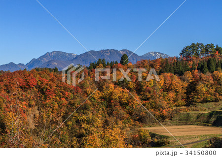 秋の魚沼スカイラインから見た南魚沼の風景 秋の魚沼スカイラインから見た南魚沼の風景 34150800