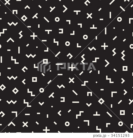 Scattered Geometric Shapes. Inspired by Memphis 34151293