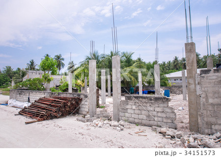 Unfinished aerated concrete building at village 34151573