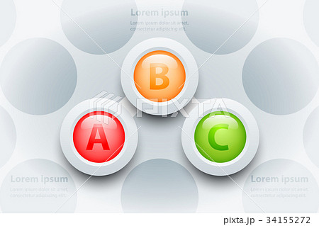 Colorful Three topics 3d paper circle in sequence Colorful Three topics 3d paper circle in sequence 34155272