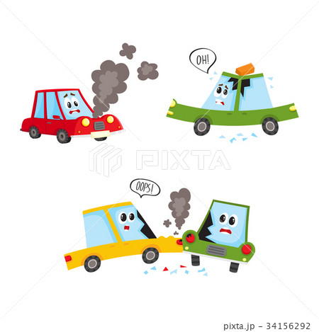 vector flat car character accident set 34156292