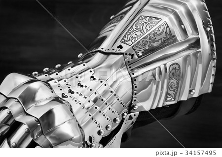 Medieval armor, detail of an ancient armor. Steel 34157495