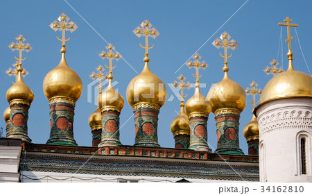 Domes of the old church in Moscow Kremlin, Russia 34162810