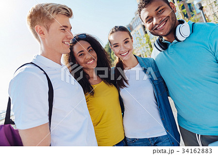 Horizontal picture of happy students that having 34162883