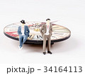 model of man sitting on beautiful old clock 34164113