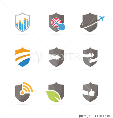 Set of shield logo combination. Security and 34164736