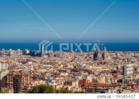 Barcelona cityscape overlook 34165417