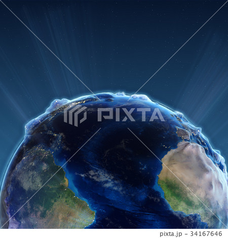 Trance Atlantic at night 3d rendering 34167646