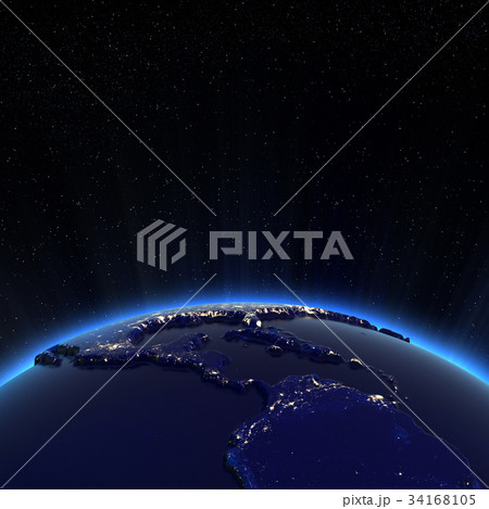 Central America and USA city lights at night 3d Central America and USA city lights at night 3d 34168105