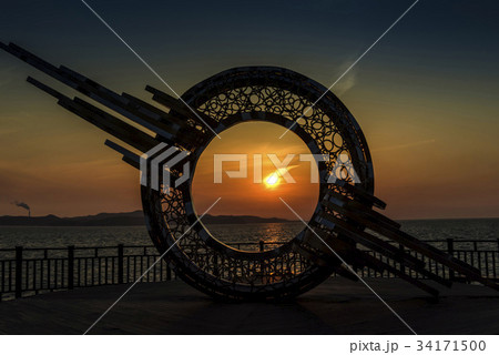 減退展望台 夕焼け 大阜島 34171500