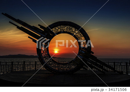 減退展望台 夕焼け 大阜島 34171506