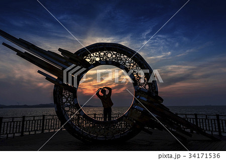 減退展望台 夕焼け 大阜島 34171536