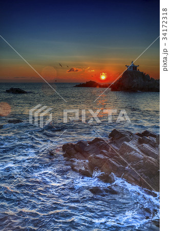 夕焼け 海 釜山 34172318