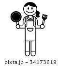 料理する女性 34173619