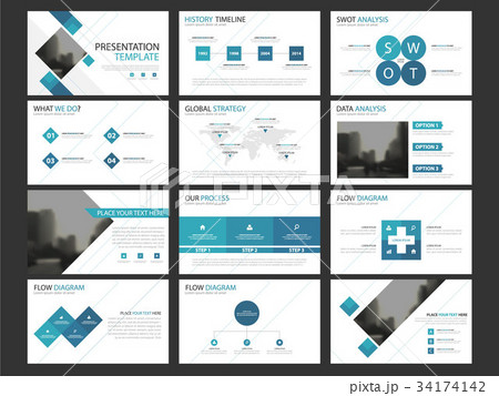 Blue presentation infographic elements template 34174142