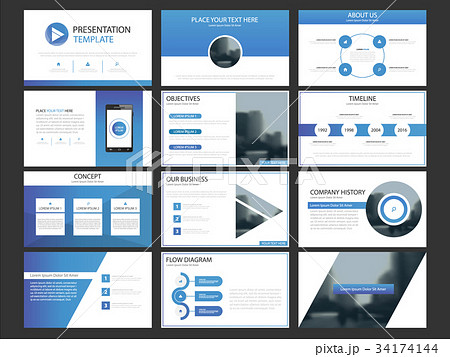 Blue presentation infographic elements template Blue presentation infographic elements template 34174144