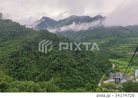 cable car and mist in Tianmen mountain zhangjiajie 34174720