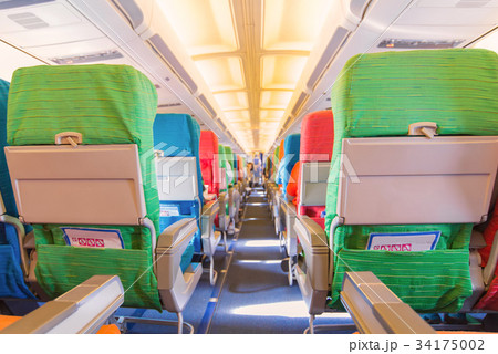 Airplane seat with in cabin of huge aircraft Airplane seat with in cabin of huge aircraft 34175002