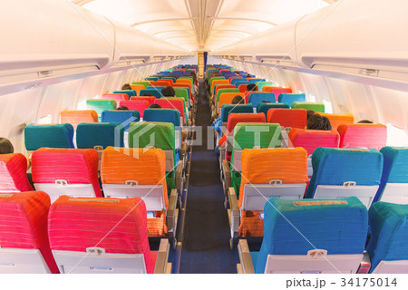 Airplane seat with in cabin of huge aircraft 34175014
