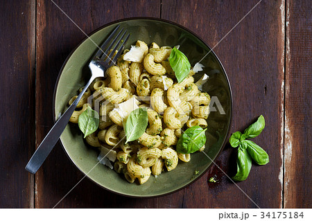 pasta with pesto sauce pasta with pesto sauce 34175184