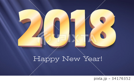 Happy New Year banner. Volumetric numbers 2018 Happy New Year banner. Volumetric numbers 2018 34176352