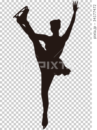 シルエット　フィギュアスケート　女子　Y字スピン 34177472