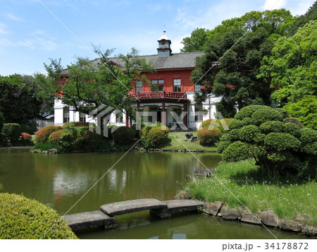 小石川植物園の日本庭園から見た旧東京医学校本館（東京大学総合研究博物館小石川分館） 34178872