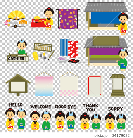 お店 江戸時代風 素材セット 英語版 お店 江戸時代風 素材セット 英語版 34179022