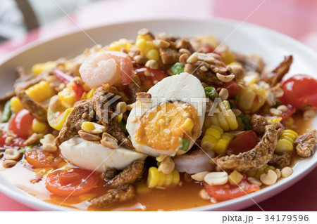 Closeup Thai local street food spicy fruits salad 34179596