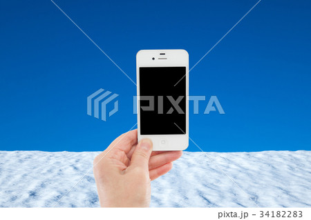 雪 空 スマホ スキー場イメージ はめ込み合成用素材 雪 空 スマホ スキー場イメージ はめ込み合成用素材 34182283
