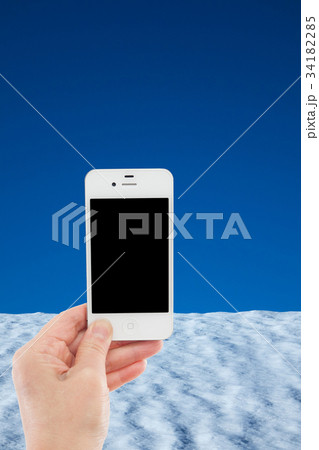 雪 空 スマホ スキー場イメージ はめ込み合成用素材 雪 空 スマホ スキー場イメージ はめ込み合成用素材 34182285