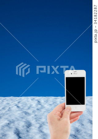 雪 空 スマホ スキー場イメージ はめ込み合成用素材 雪 空 スマホ スキー場イメージ はめ込み合成用素材 34182287