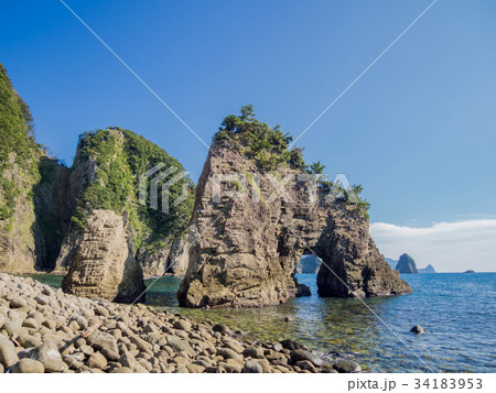 伊豆半島ジオパーク 西伊豆浮島海岸の風景の写真素材
