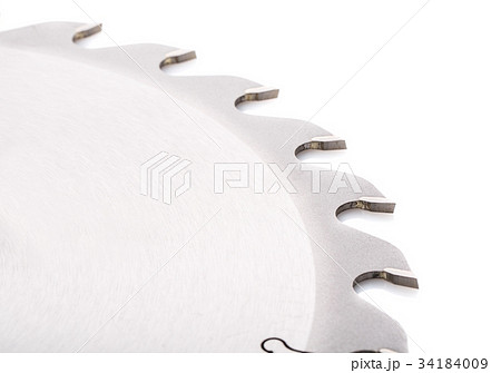 circular saws with teeth close-up, on a white 34184009