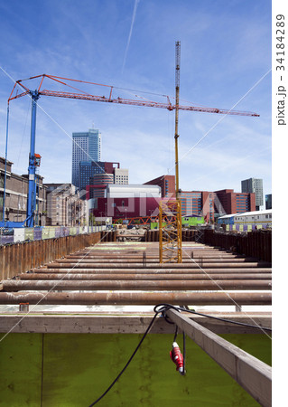 Construction site with cranes 34184289