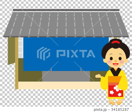 お店と女性店員　江戸時代風 34185287