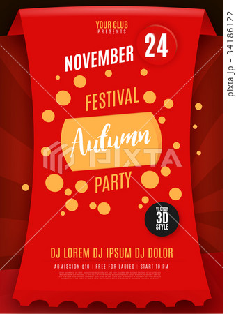 Fall Party. Template for Autumn poster, banner 34186122