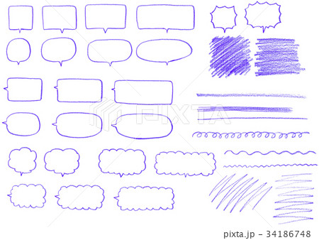 手描き吹き出し 色鉛筆 紫 のイラスト素材