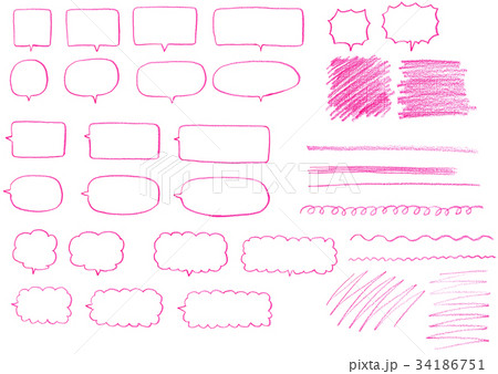 手描き吹き出し 色鉛筆 ピンク のイラスト素材