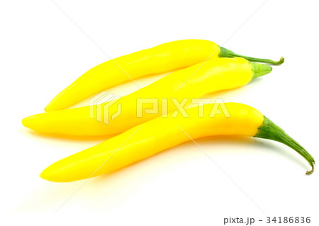 fresh yellow chili peppers isolated on white 34186836